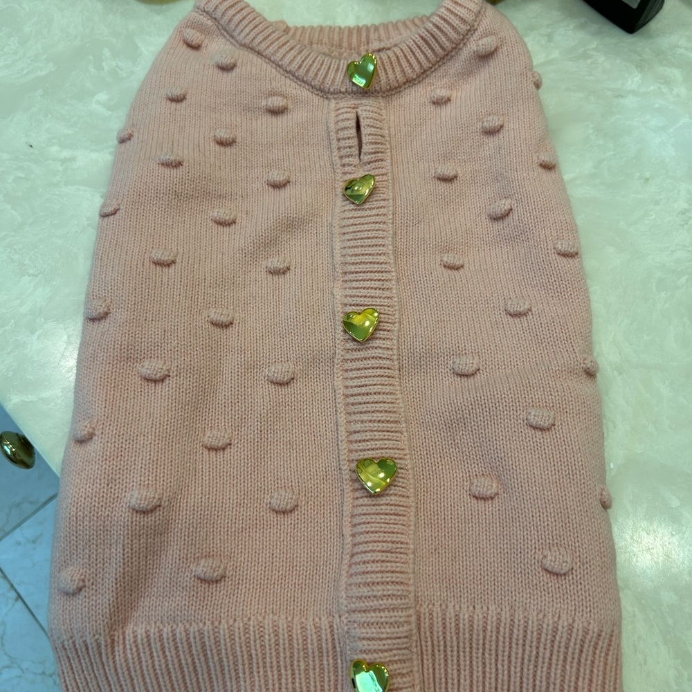 Dog Sweater, Pink with Gold Heart Buttons, NWOT, by Shabby Chic, Sz Medium - Picture 4 of 11